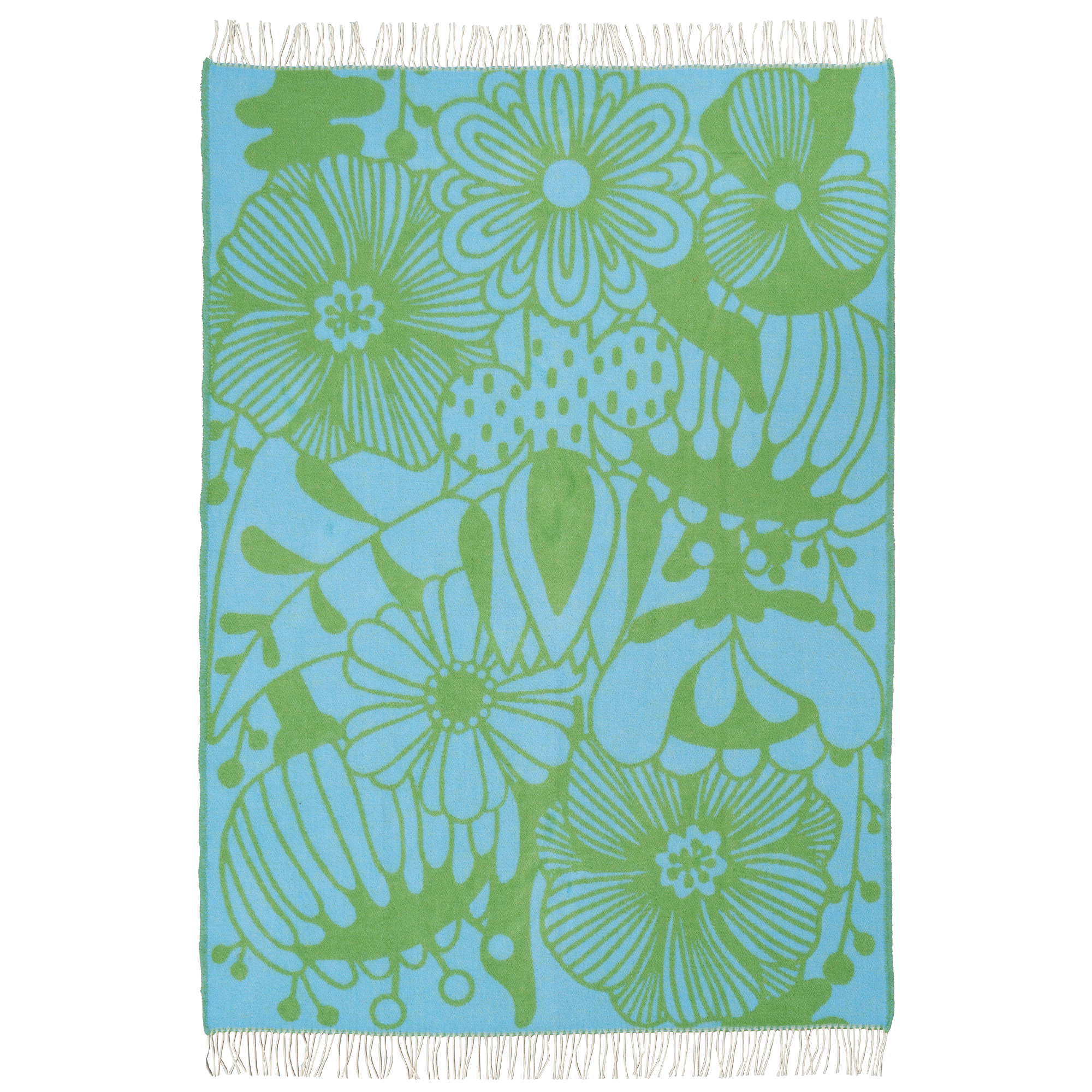 Blomranka Green & Blue 130x200cm Lambswool Blanket