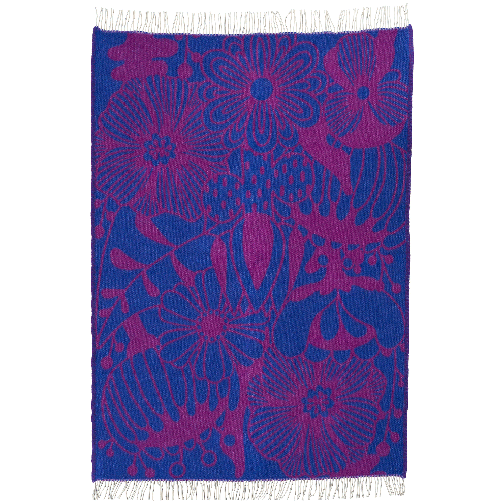 Blomranka Blue & Lilac 130x200cm Lambswool Blanket