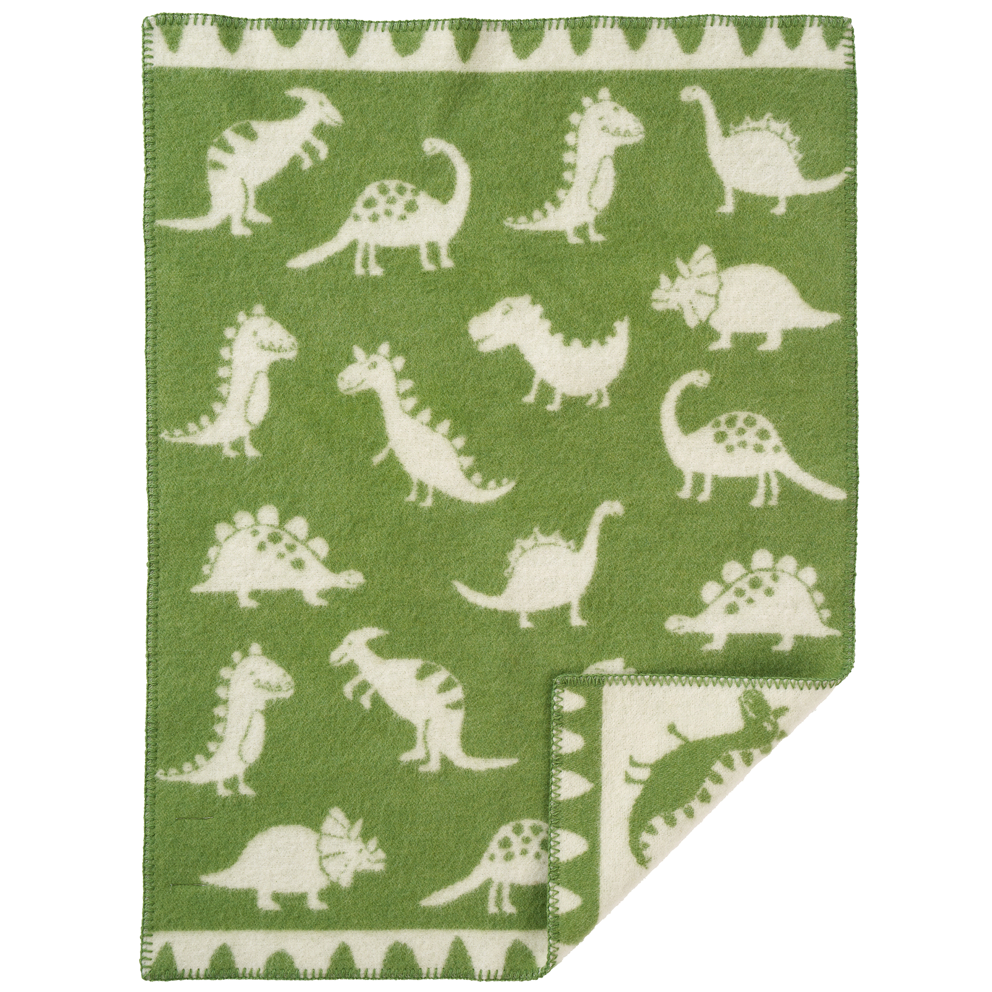 Dino Green 65x90cm Eco Lambswool Blanket