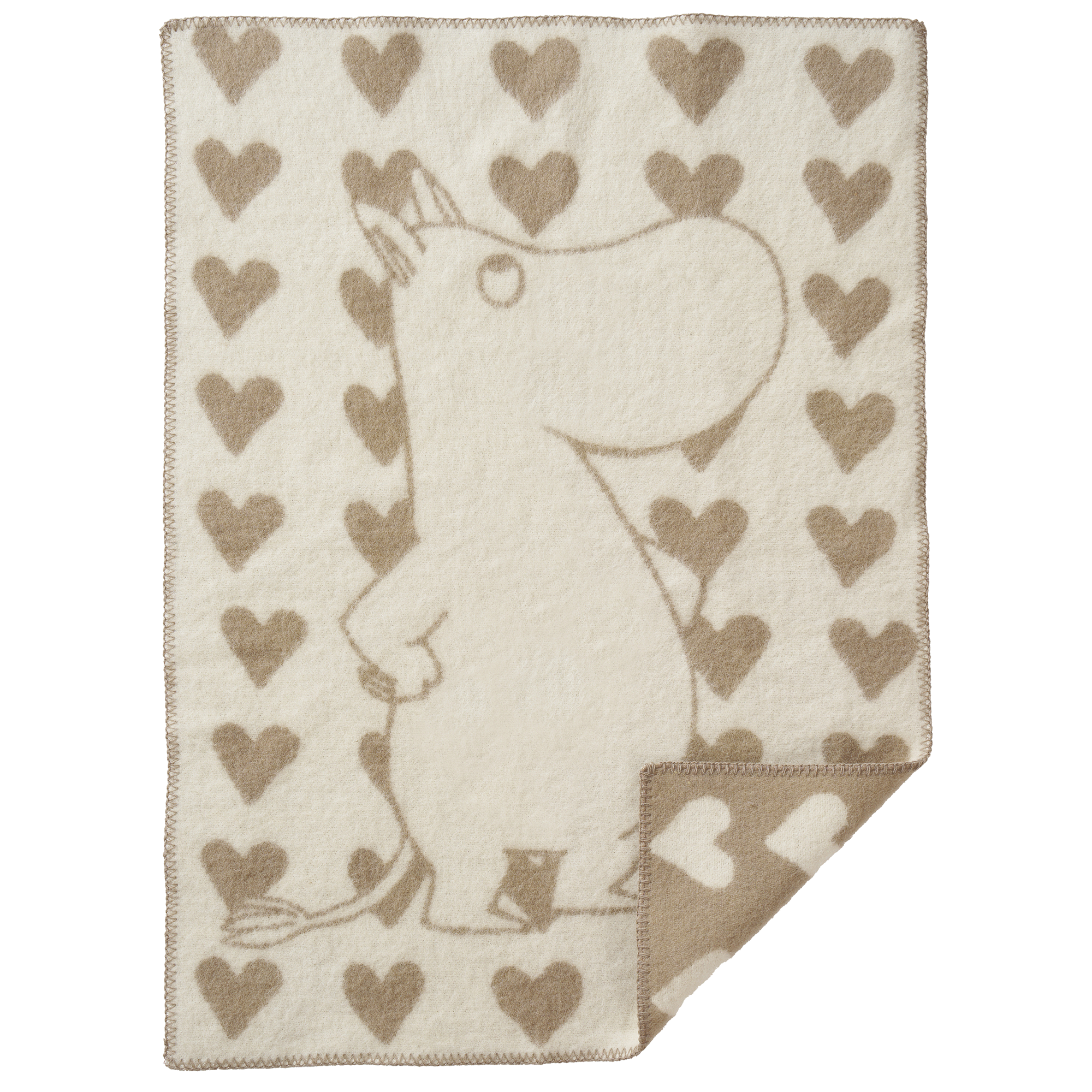 Moomin Heart Taupe 65x90cm Eco Woven Lambswool Blanket