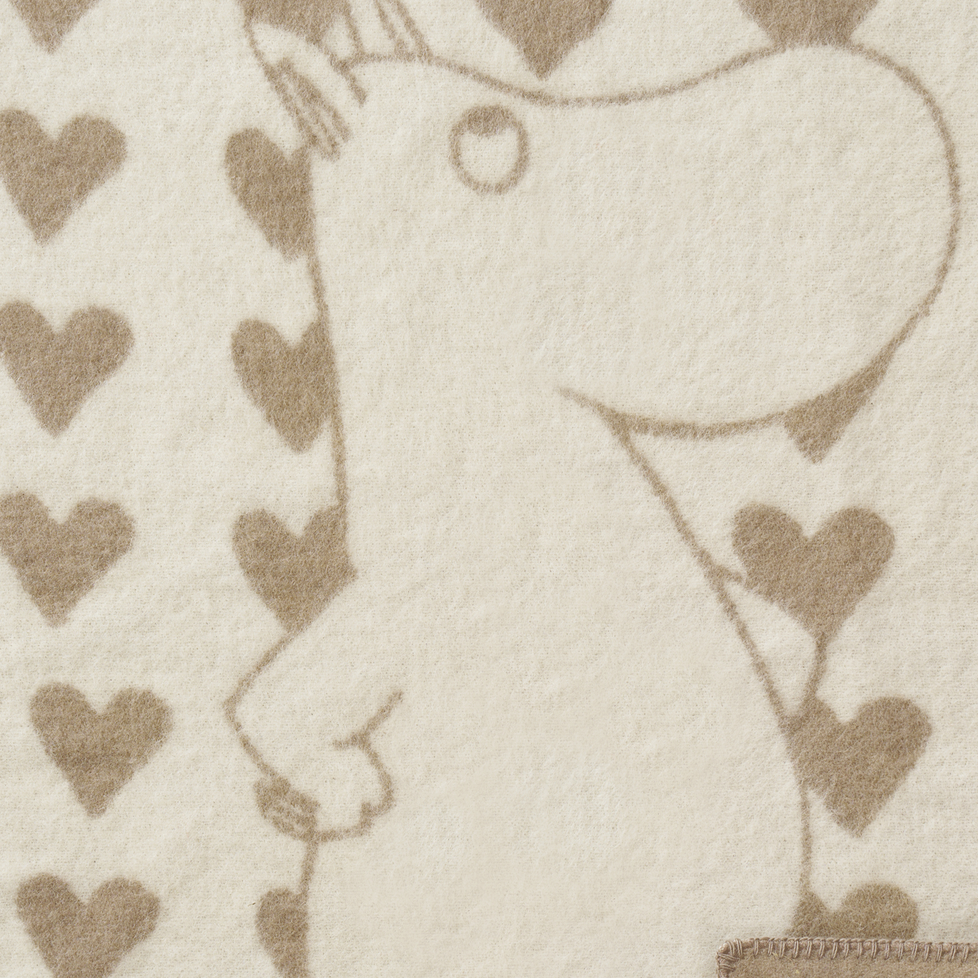 Moomin Heart Taupe 65x90cm Eco Woven Lambswool Blanket