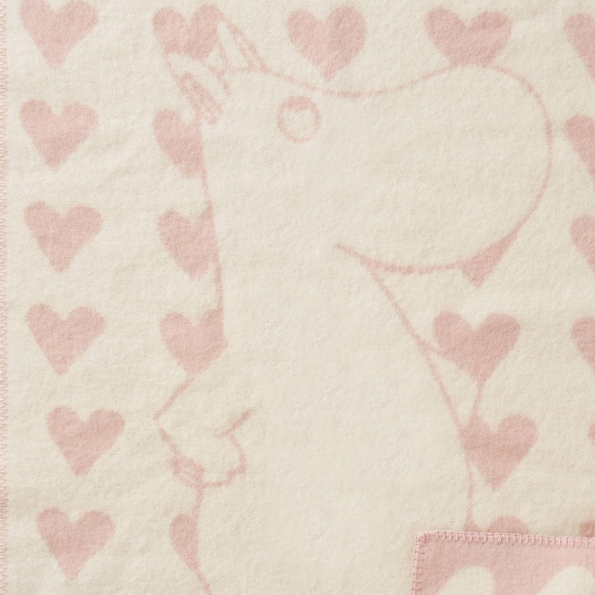 Moomin Heart Pink 65x90cm Eco Woven Lambswool Blanket