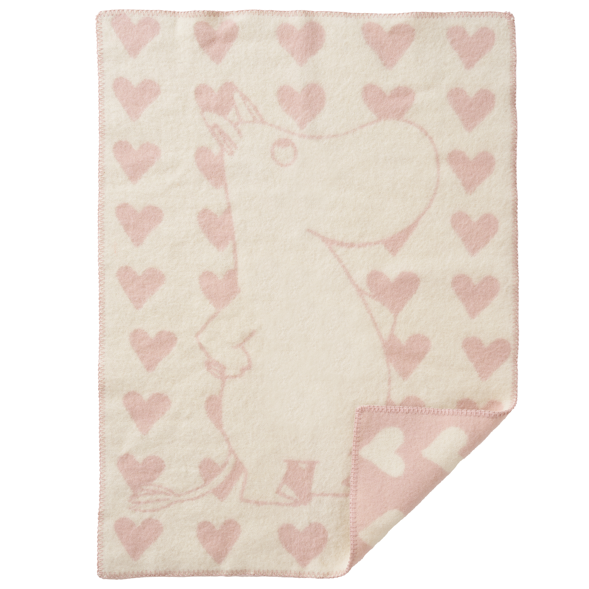 Moomin Heart Pink 65x90cm Eco Woven Lambswool Blanket