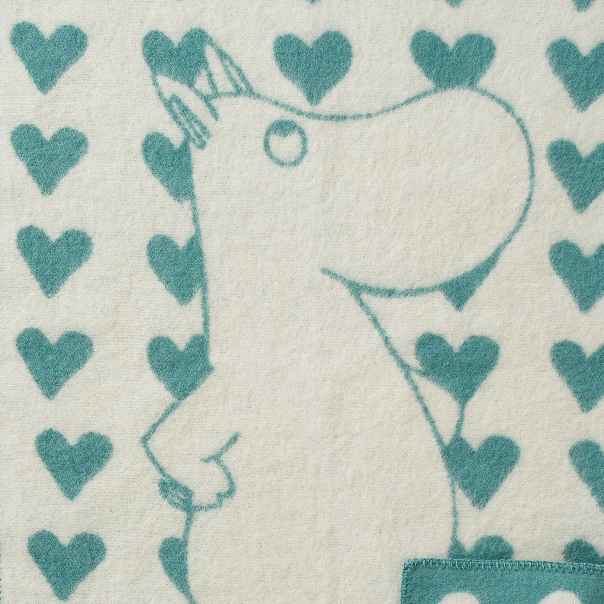 Moomin Heart Blue 65x90cm Eco Woven Lambswool Blanket