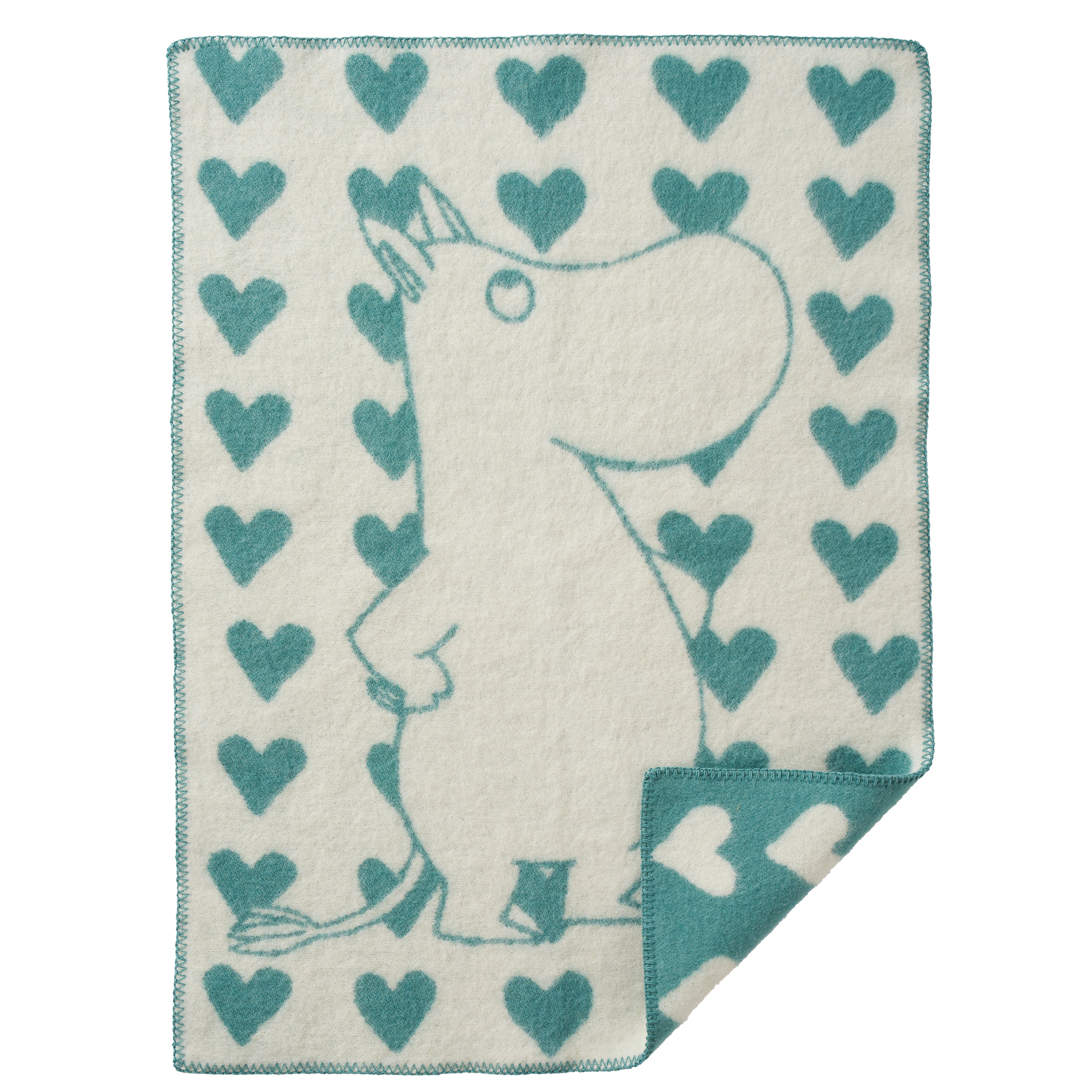 Moomin Heart Blue 65x90cm Eco Woven Lambswool Blanket