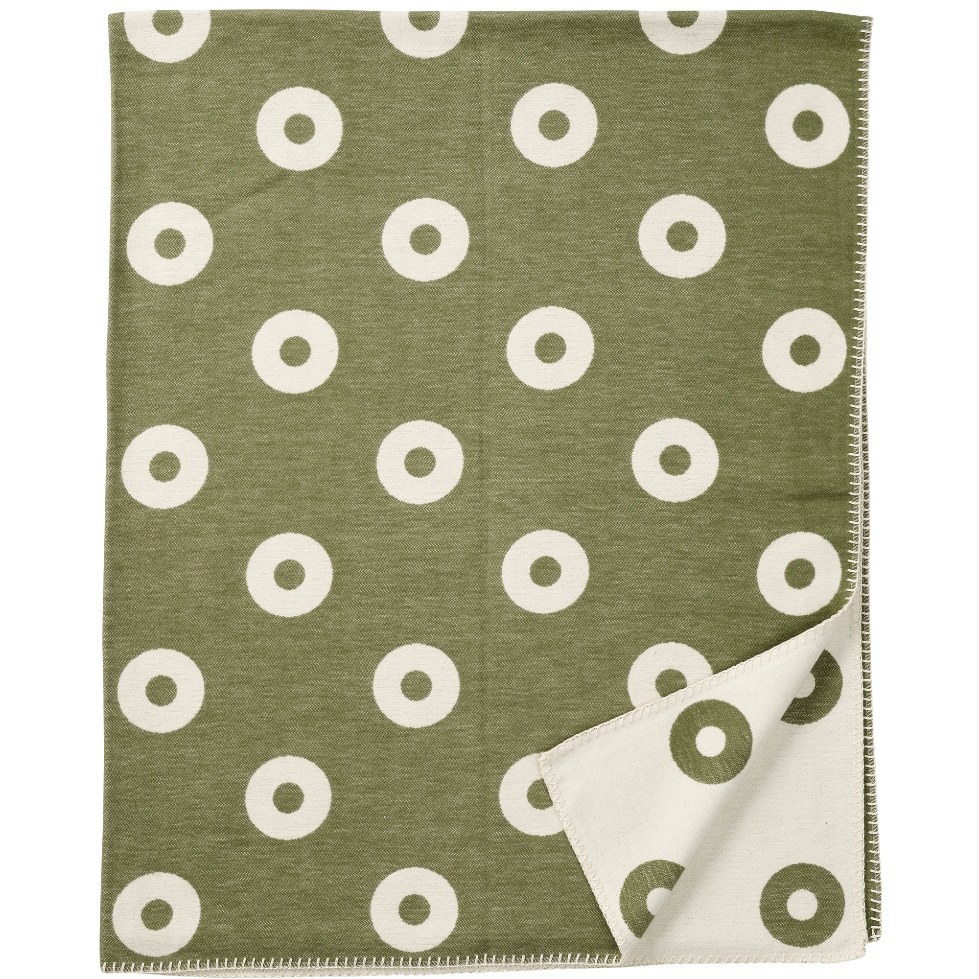 Rings Green 140x180cm Brushed Organic Cotton Blanket