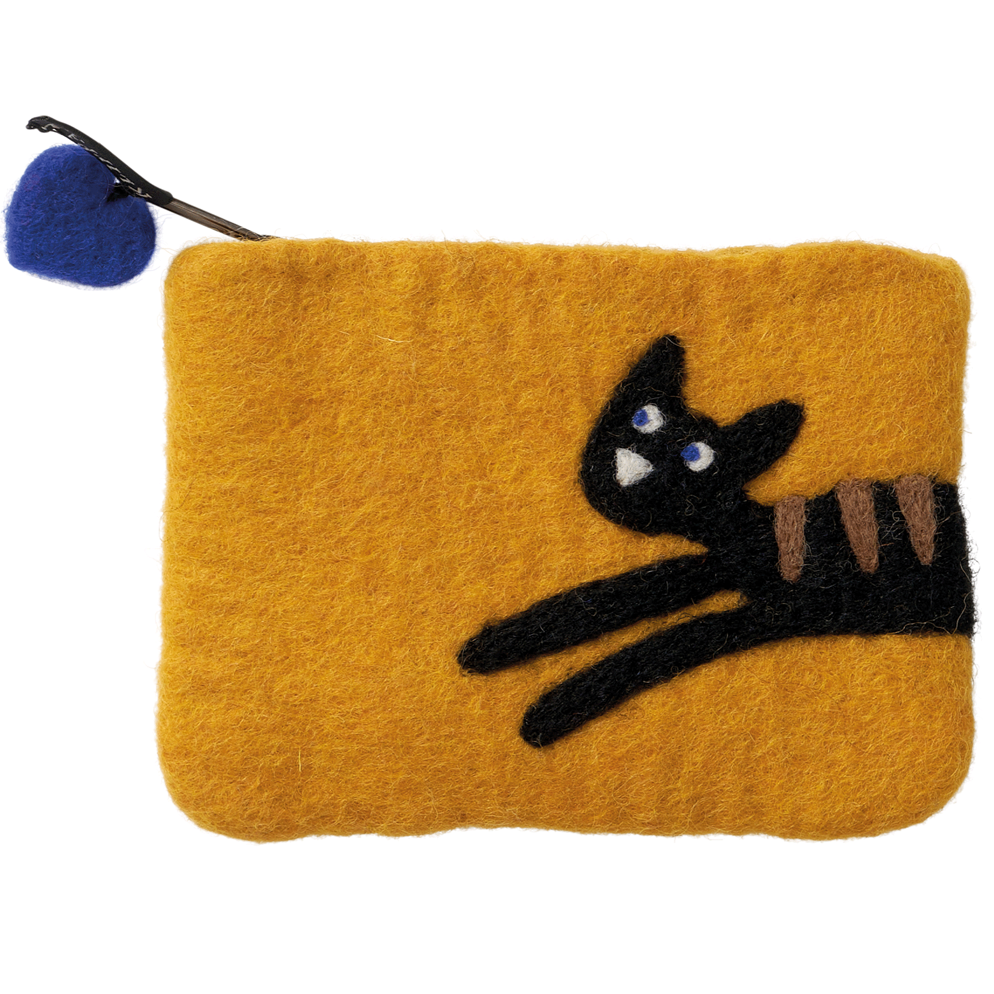 Felt Purse Jumping Cat Yellow