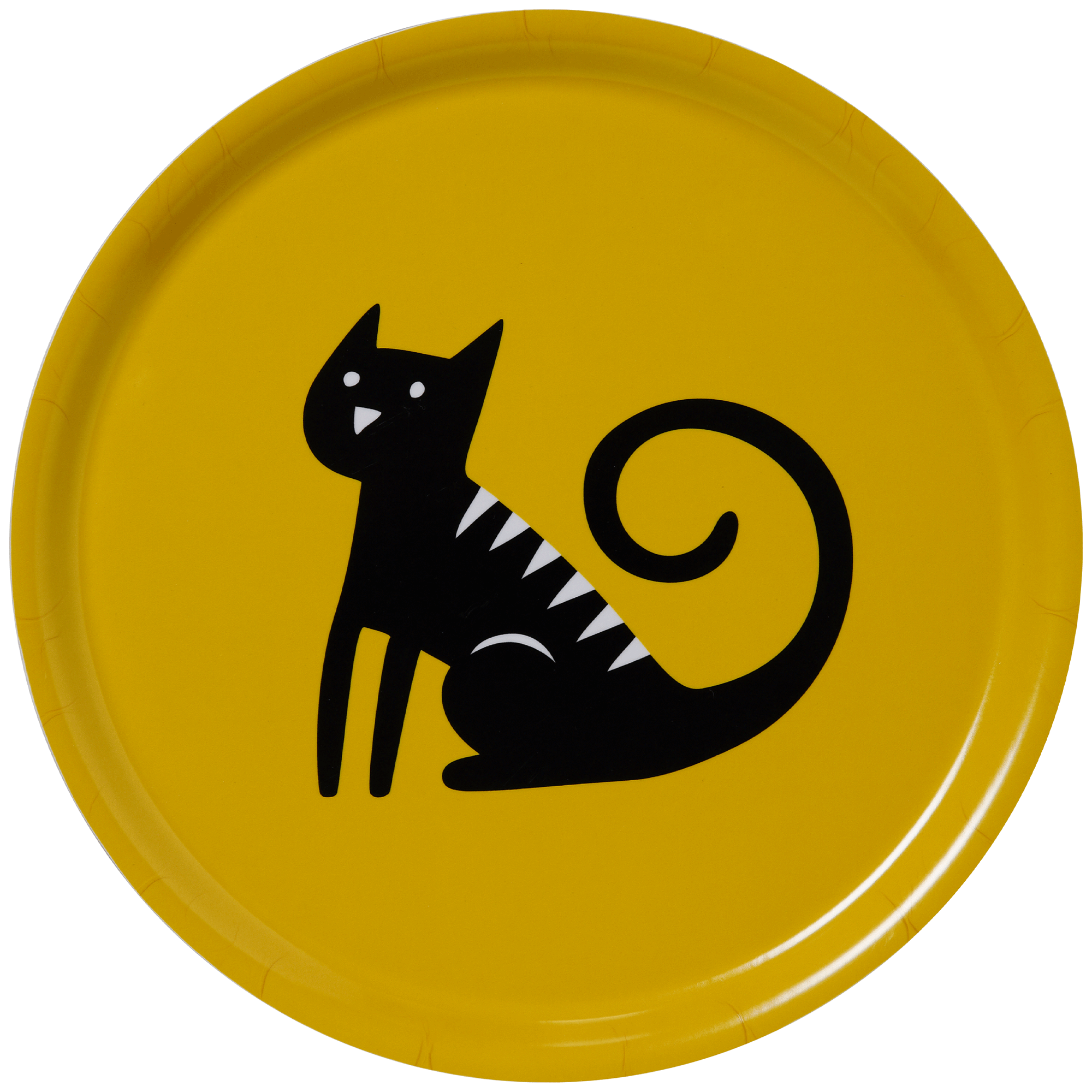 Sitting Cat Yellow Ø31cm Round Tray