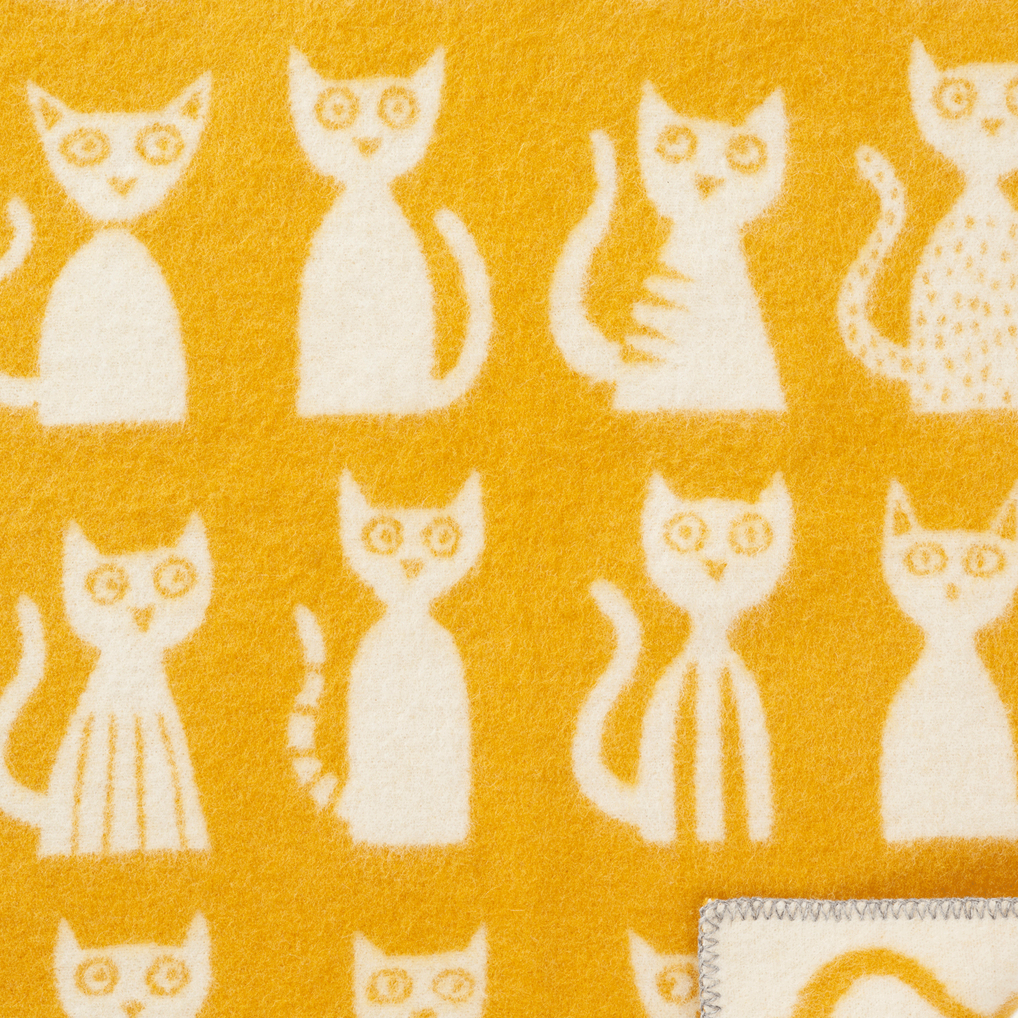 Cat Yellow 65x90cm Eco Lambswool Blanket