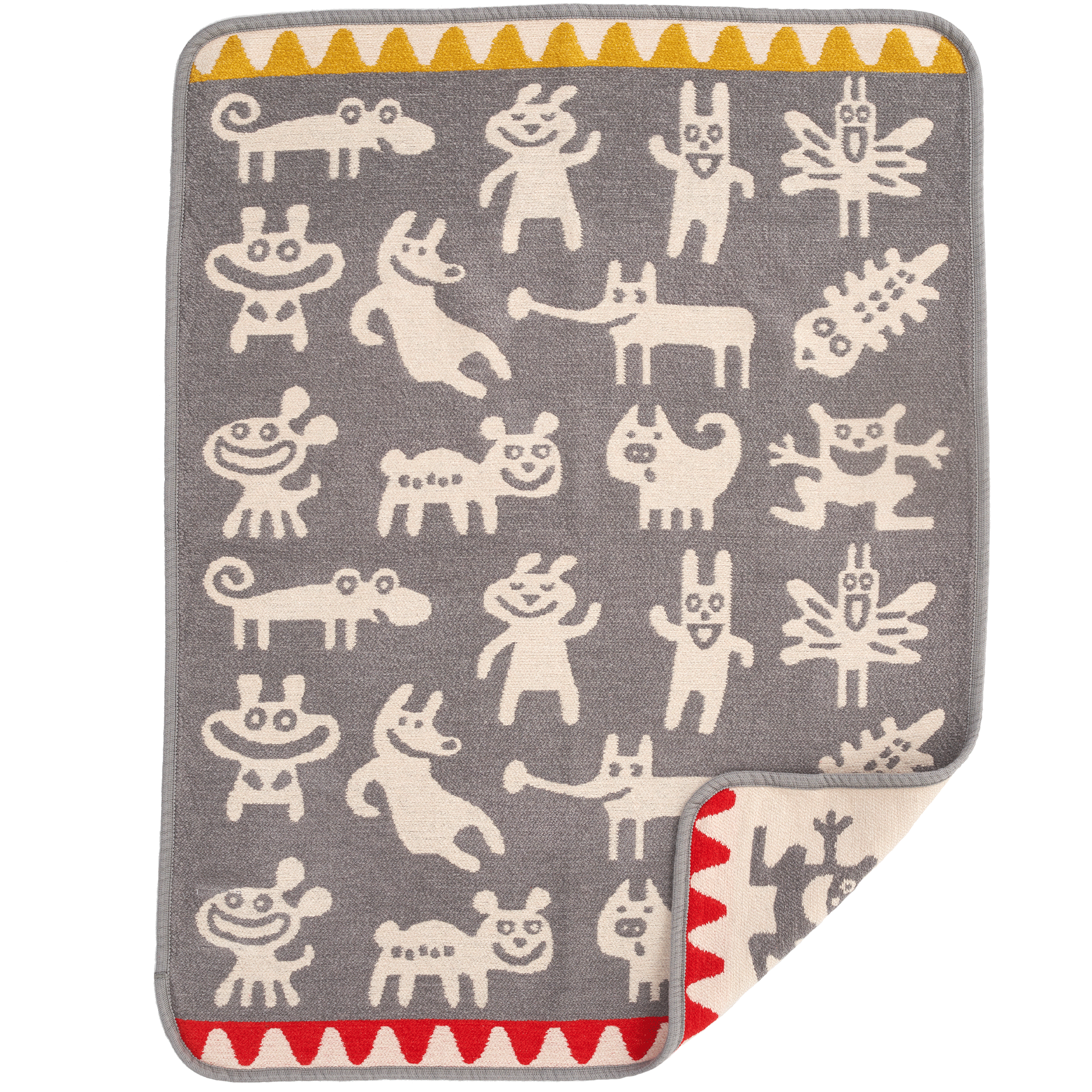 Monsters Grey 70x90cm Organic Cotton Chenille Blanket