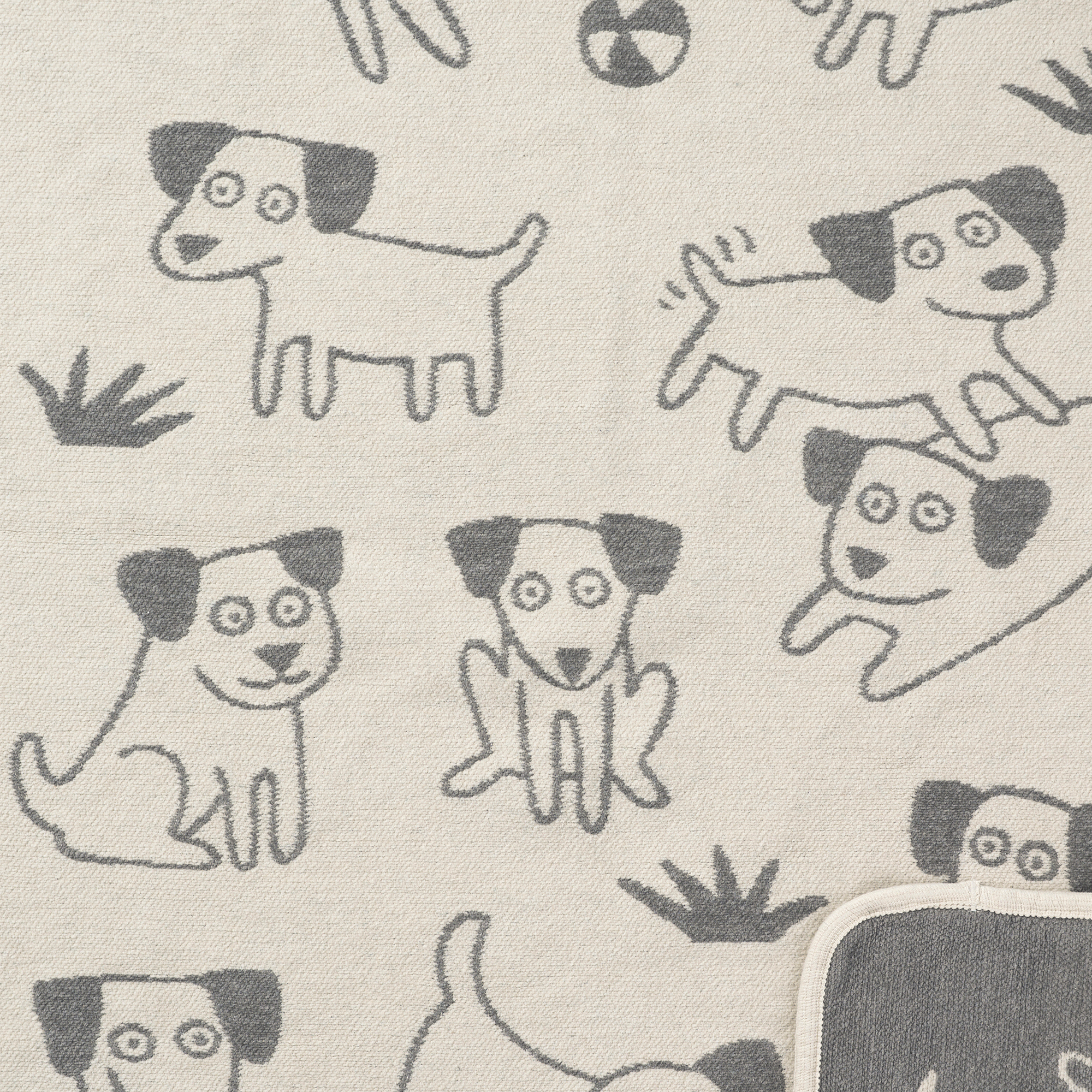 Playful Puppies Grey 70x90cm Organic Cotton Chenille Blanket