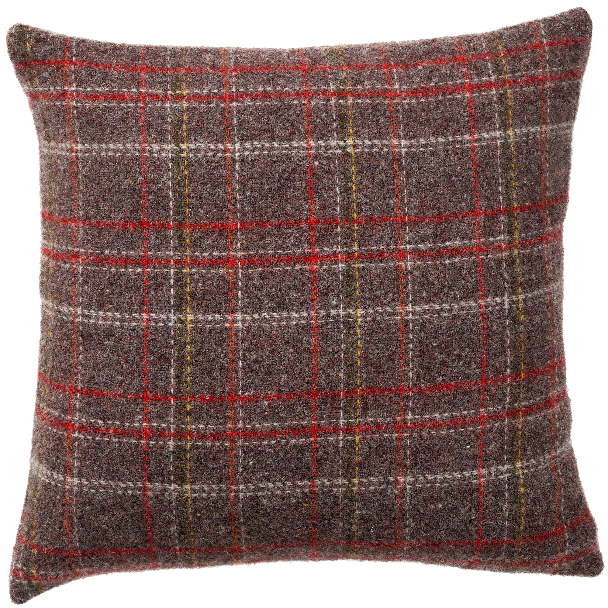 Square Brown & Red 45x45cm Recycled Lambswool Cushion Cover