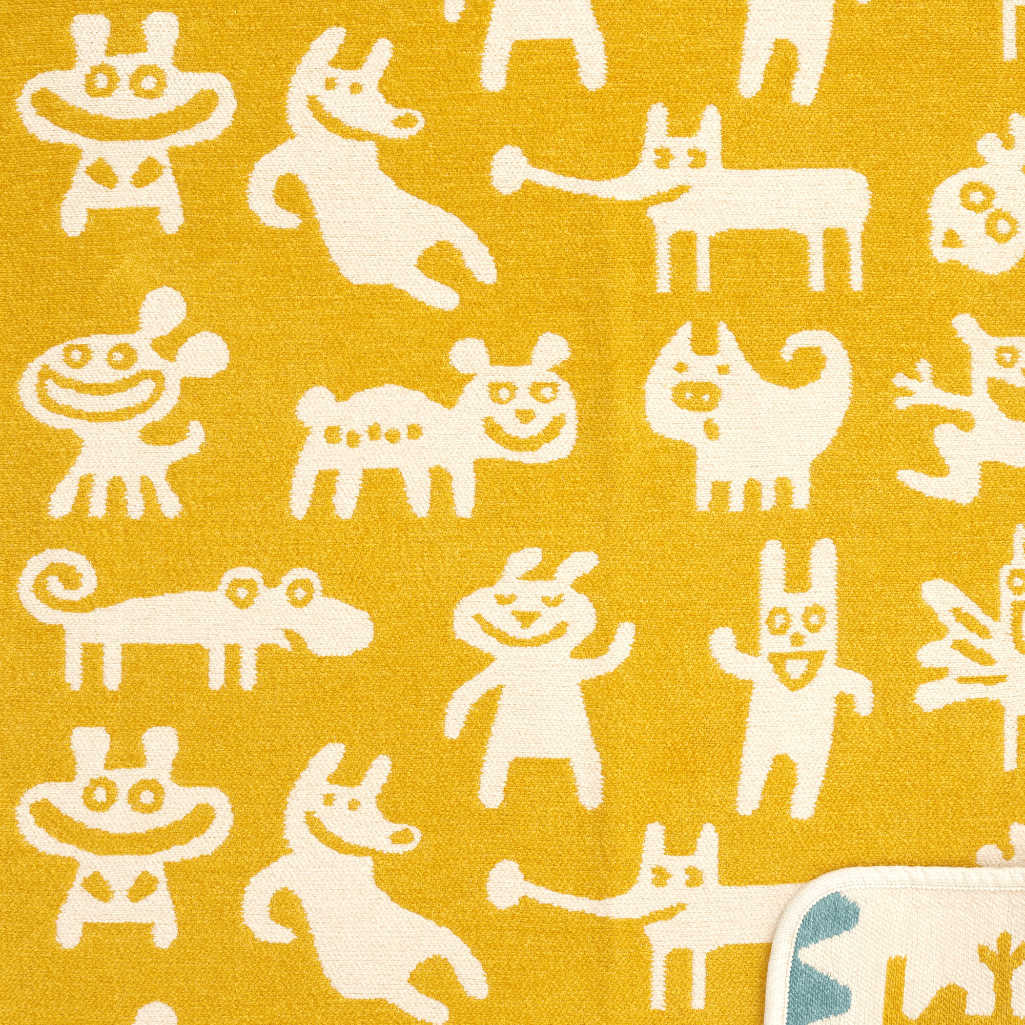 Monsters Yellow 70x90cm Organic Cotton Chenille Blanket