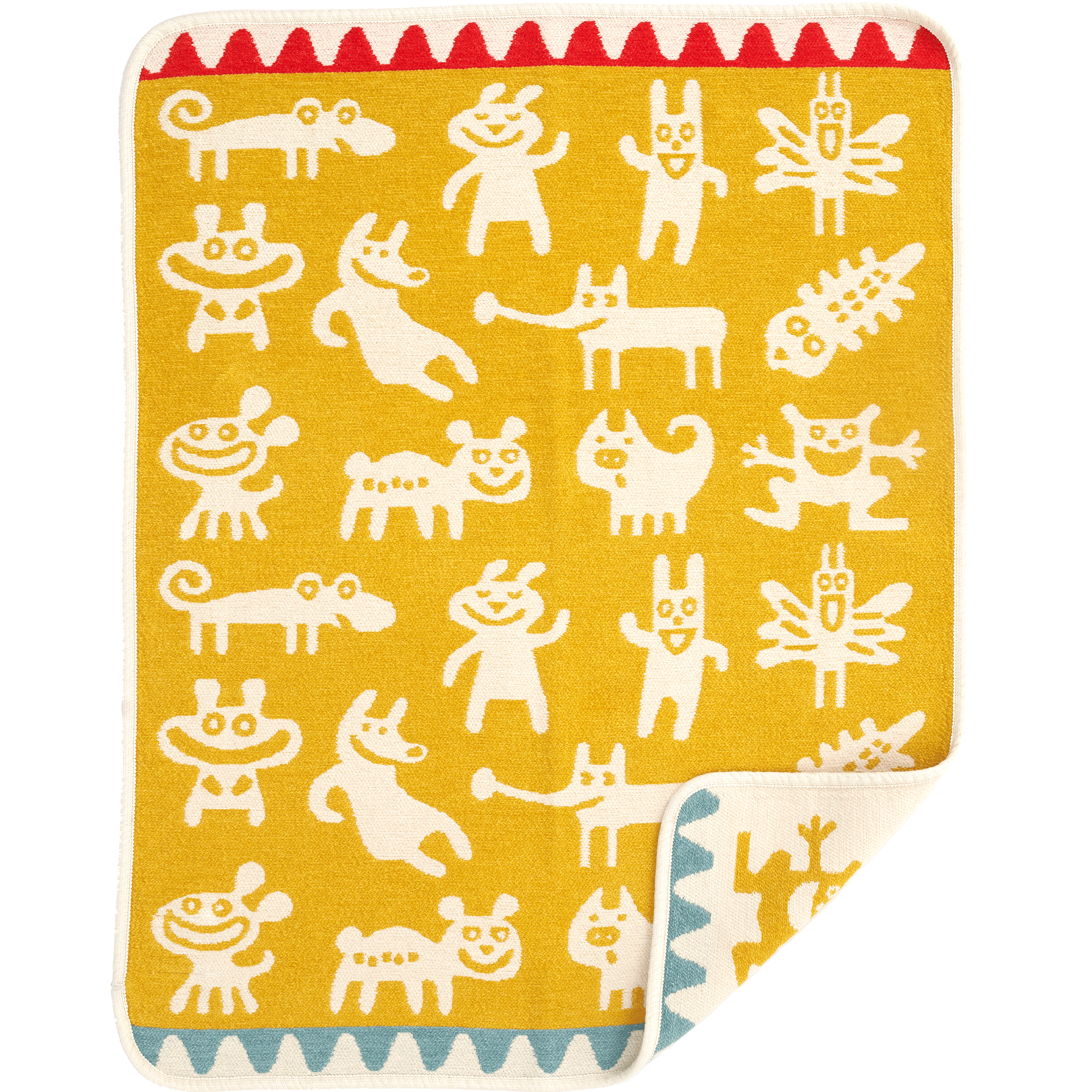 Monsters Yellow 70x90cm Organic Cotton Chenille Blanket