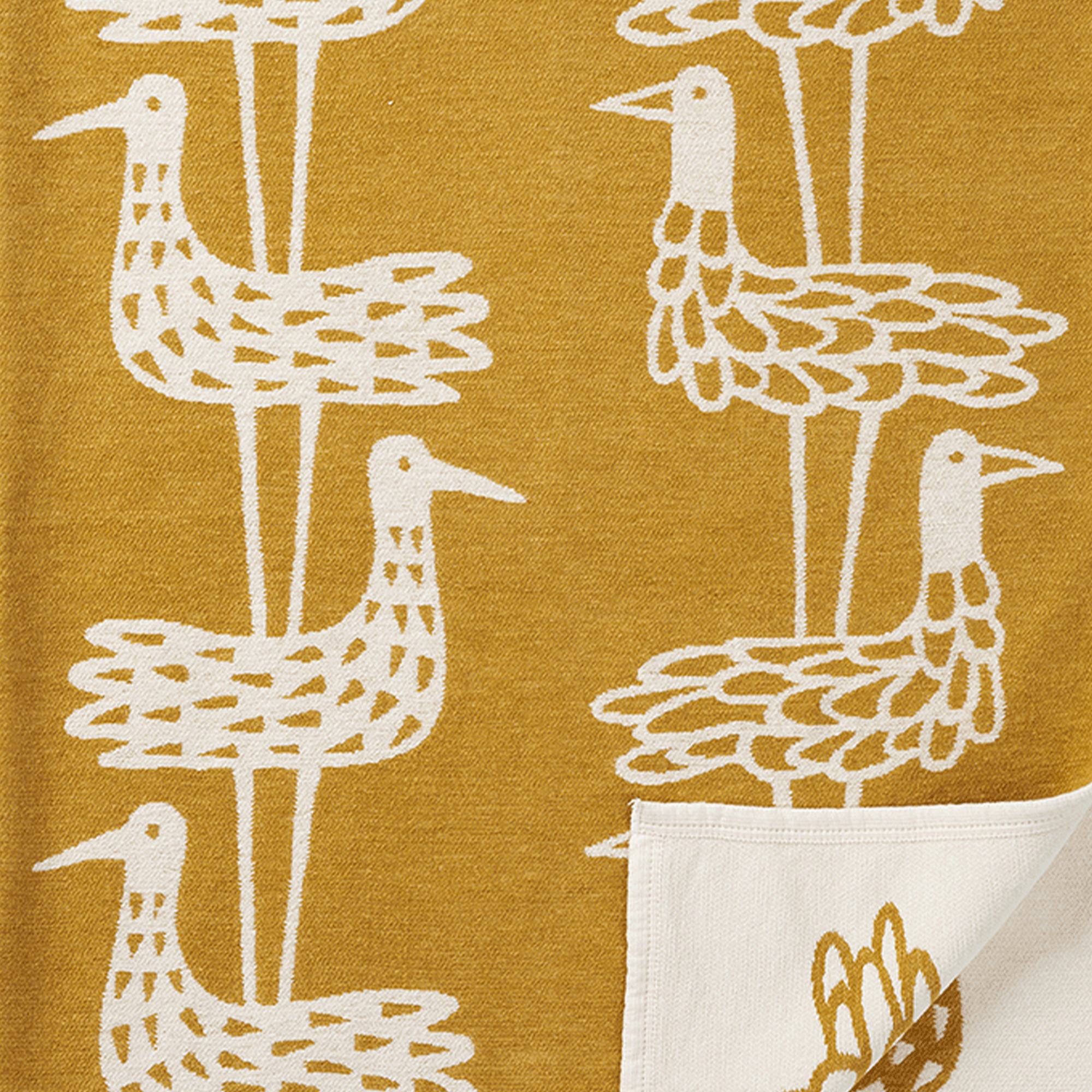 Shorebird Mustard 140x180cm Cotton Chenille Blanket