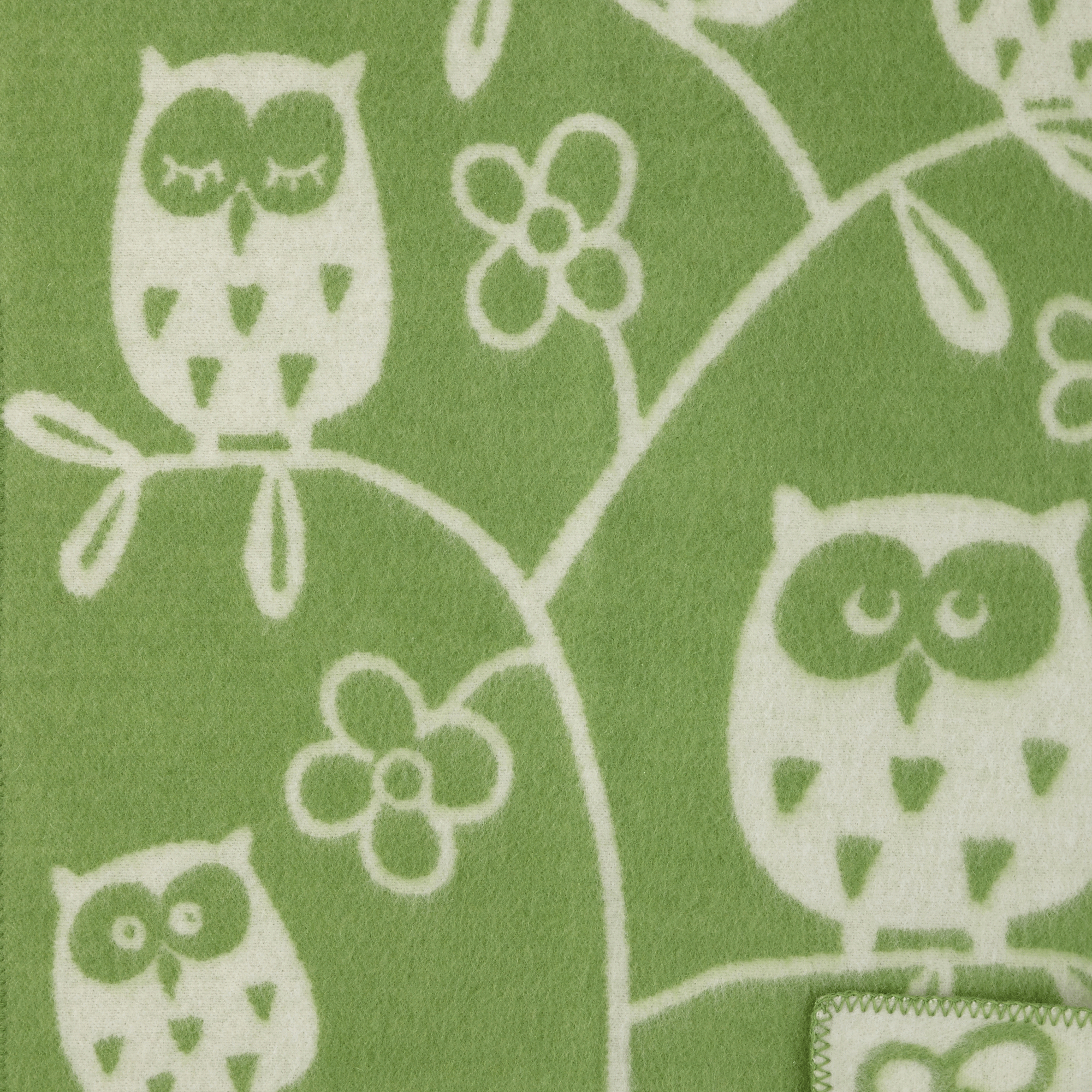 Tree Owl Green 65x90cm Eco Lambswool Blanket