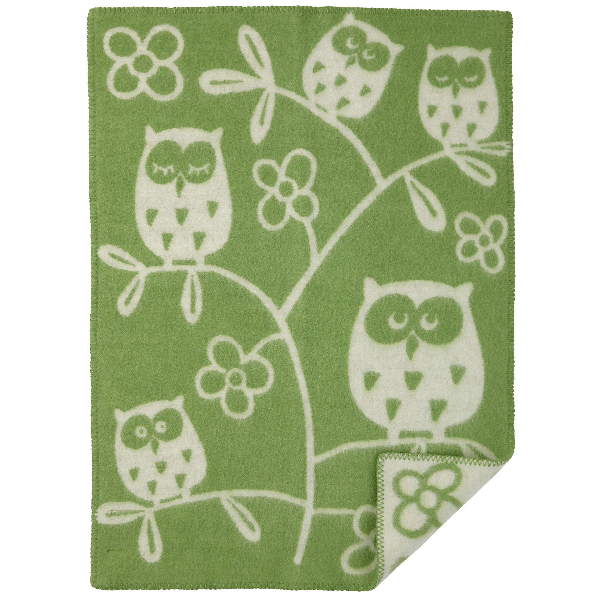 Tree Owl Green 65x90cm Eco Lambswool Blanket